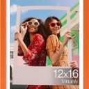 Vittanly 12x16 Picture Frame, Display Pictures 11x14 with Mat or 12x16 without Mat, Engineered Wood with Shatter Resistant Plexiglass, Poster Frame for Wall Display, Orange, 1 Pack