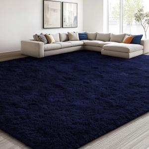 EVOIONOS 6x9 Washable Large Area Rug for Living Room, Fluffy Shag Rug for Bedroom, Ultra Soft Plush Non Slip Carpet Indoor Floor Bedside Nursery Kids Girls Room Dorm, Home Decor Aesthetic, Navy Blue