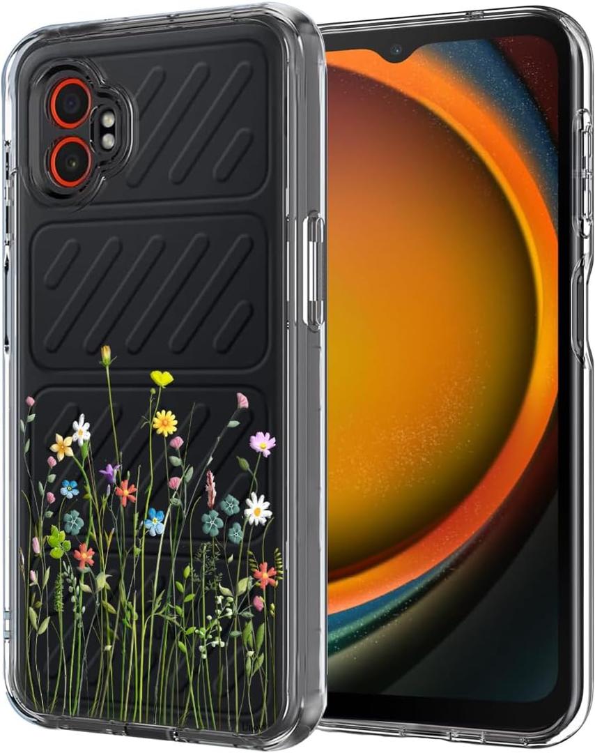 Unov Case Compatible with Galaxy XCover7 Pro 5G Clear with Design Soft TPU Shock Absorption Slim Embossed Pattern Protective Back Cover 6.6 inch (Flower Bouquet)