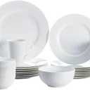 Mikasa Delray 40-Piece Bone China Dinnerware Set, White Round Dishes for 8 - Dinner Plates, Salad Plates, Cereal Bowls, Fruit Bowls and Mugs