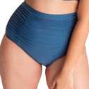 SHAPERMINT Women Ruched High Waisted Bikini Bottom Swimsuit, Tummy Control Full Coverage Swimwear, Small to Plus Size (3X-Large, Ocean Blue)