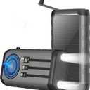 Solar Charger, 59800mAh Portable Power Bank for All Phones, Outdoor Waterproof Battery Pack Built in Hand Crank, 15W Wireless Charger 6 Outputs & 3 Inputs/LED Flashlights, Perfect for Camping Travel