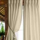 Magic Drapes Natural Blackout Curtains Pinch Pleated Window Treatment Room Darkening Window Curtains 45 inch for Living Room Bedroom Pinch Pleat Drapes 2 Panels W(21"+21") L45(Beige)