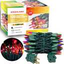 Ultra-Bright Connectable Multi Christmas Light Set 100Count 19.6Feet Incandescent Bulb Mini String Light for Indoor Outdoor Christmas Tree Garland Wedding Garden Holiday Party Festival Decor (100L, Green Wire-Multi)