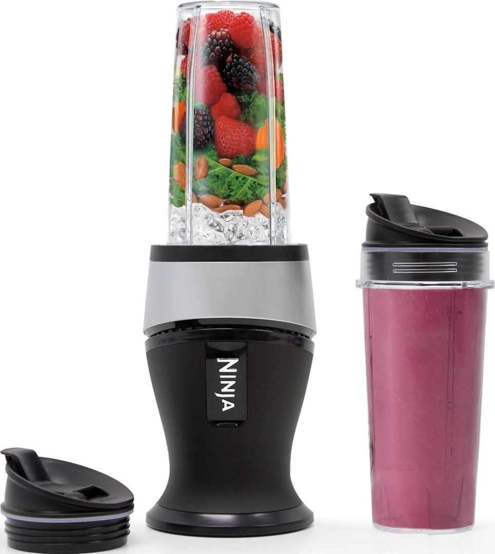 Ninja Fit Compact Personal Blender | For Smoothies, Shakes & Frozen Drinks | (2) 16-oz. To-Go Cups with Spout Lids | 700-Watt Countertop | Black | QB3001SS