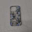 SCORPIFY Compatible with iPhone 16 Pro Case, Blue Nemophila Floral Design, Cute Clear Flower Phone Case for Women Girls, [Non Yellowing] Slim Shockproof Bumper with Gold Accents (for iPhone 16 Pro, FL-Blue Nemophila)