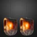 Modern Black Pendant Lights Kitchen Island Mini Hanging Light Fixtures Glass Creative Stone Shape Chandelier for Dinning Room Kitchen Bedroom Bar Foyer Farmhouse(2 Pack)