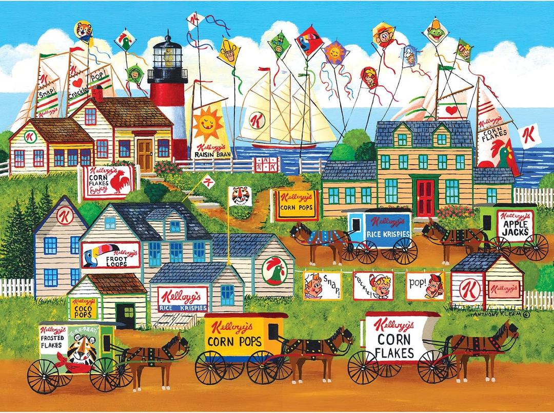 RoseArt - Kellogg's - Town by The Sea - 1000 Piece Jigsaw Puzzles for Adults