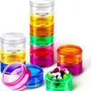 Sieral 7 Days Stackable Pill Organizers 7 Compartments Round Pill Boxes Tower Weekly Vitamin Individual Storage Containers Travel Cases with Lids for Medications, Vitamins and Supplements(2 Sets)