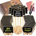 Mini Chalkboard Signs 30 Pack, Small Food Labels or Name Cards for Party Buffet Table with Wooden Stand for Wedding, Baby Shower, Mimosa Bar Supplies and Charcuterie Boards Accessories with 2 Pens