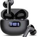 Wireless Earbuds, Bluetooth 5.3 Headphones LED Power Display, 2025 New Wireless Earphones, 4 ENC Noise Cancelling Mic, HiFi Stereo, 48H Playtime Mini Case IP7 Waterproof for Sport Walk (Bright Black)