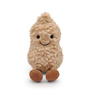 Maomoto Plush Peanut Soft Toy, 5.9" Peanut Plush Doll for Children, Beige Fluffy Stuffed Doll with Feet, Cute Smiling Plush Doll Gift for Birthday and Valentine's Day