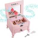 Ballerina Musical Jewelry Box with Mirror for GirlsPink Kid's Jewelry Storage Music Box,Children's Jewelry organizer Music Jewelry Chest,Good Gift for Holidays,Birthday and Friends