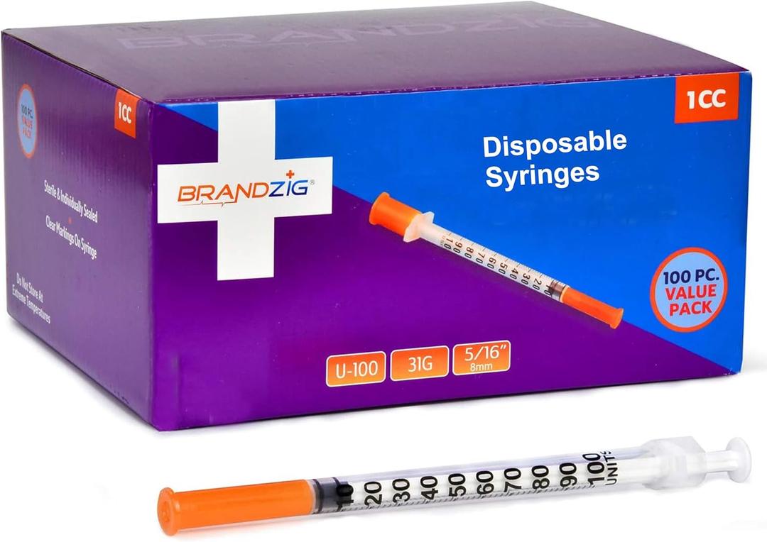Brandzig Syringes 31G 1cc 5/16" 100-Pack