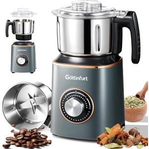 Upgraded Electric Spice Grinder, 800g Electric Grain Mill Grinder Coffee Herb Grinder with Powerful Motor, Stainless Steel Blades & Detachable Bowl, Flour Mill for Spices, Nuts, Grains, Coffee Beans