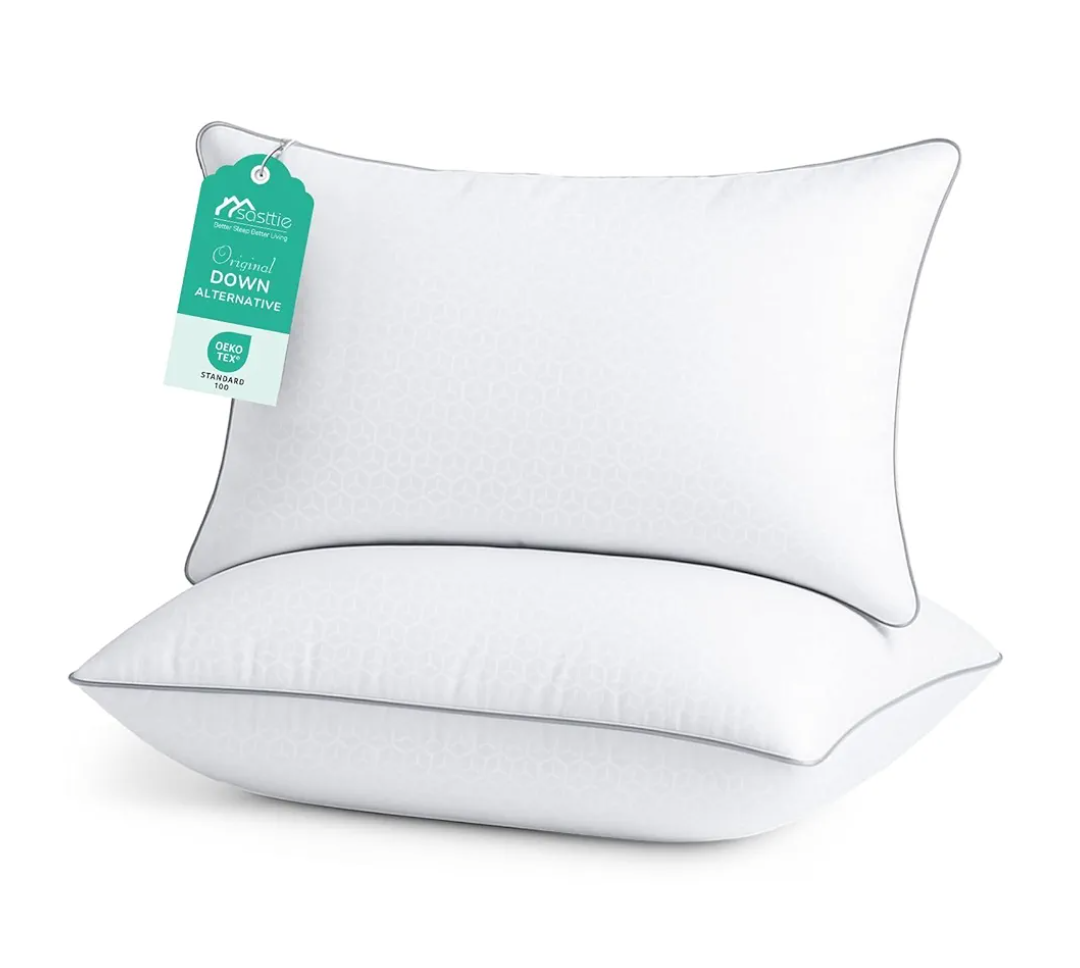 Sasttie Pillows Queen Size Set of 2, Bed Pillows for Side, Back, and Stomach Sleepers - Oeko-Tex Certified Down Alternative Plump Filling - Hotel Quality and Machine Washable, 20x30 Inches, 2 Pack