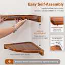 Demigo Floating Round Corner Shelves for Wall 2pcs - Acacia Wood Wall-Mounted Storage Shelves for Home Decor, Space Saving Displays for Living Room, Kitchen, Office, and Bedroom (Natural Brown)