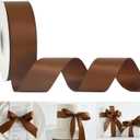 HUIHUANG Brown Satin Ribbon 1-1/2 inch x 50 Yards Dark Brown Double-Faced Satin Ribbon for Gift Wrapping, DIY Crafts, Holiday Decor, Christmas Wedding Party Decor, Bows, Flower Bouquet