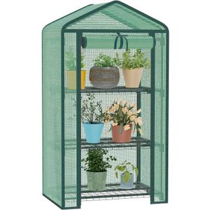 Greenhouse for Indoor Outdoor, Small Plastic Plant Green House 3-Tier Rack Stand Portable Greenhouses with Durable PE Cover for Seedling