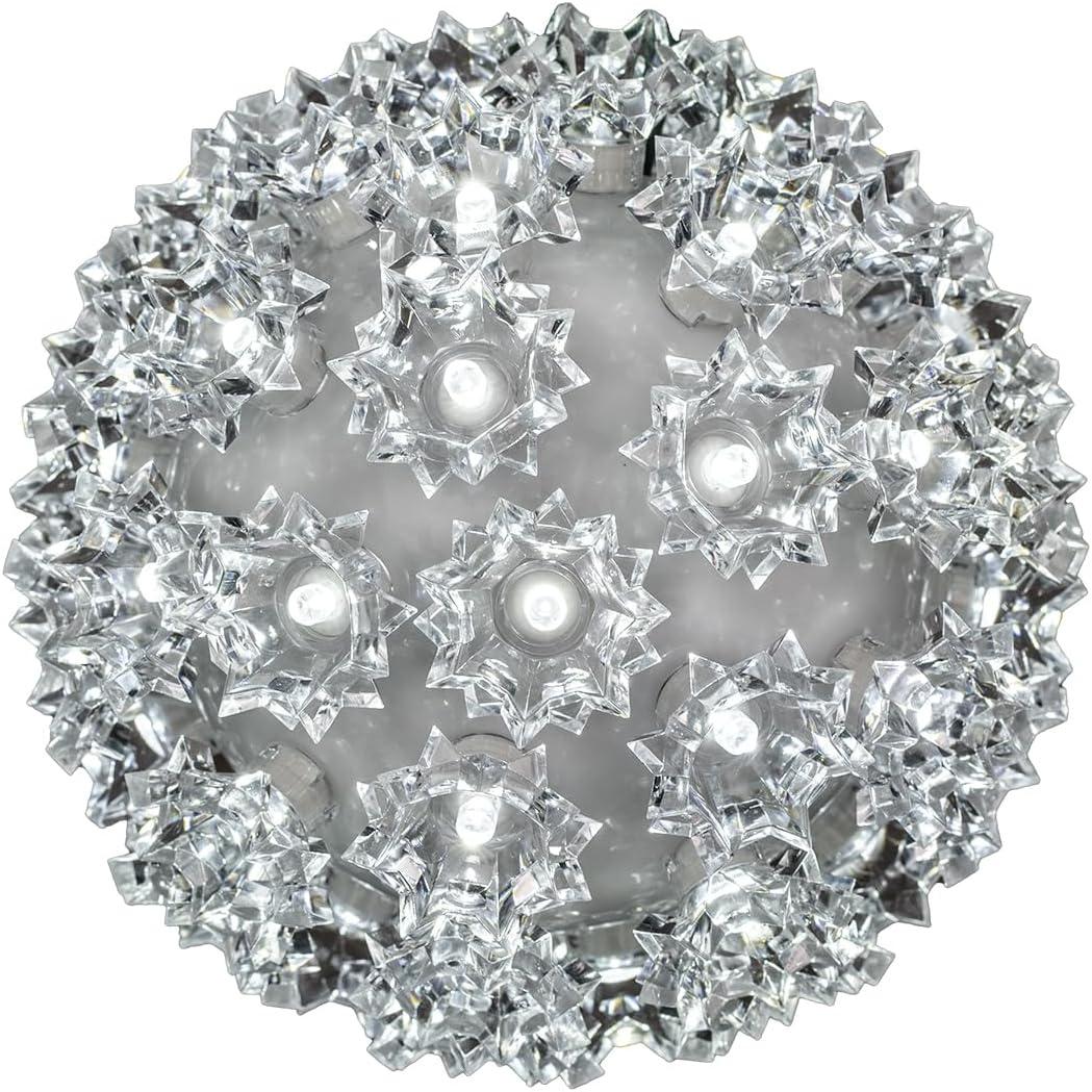 Novelty Lights LED 6in 50 Light Starlight Sphere, Pure White, Ornament Ball Light, 5ft Hanging Cord with S Hook, 12ft Power Cord with Stackable Plug, Commercial Grade