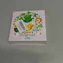 Happy St. Patricks Day Wooden Box Sign, Lucky Clover Green Top Hat, Beer Mug, Horseshoe, Green Home Office Irish Themed Party Decor, Home Desk Office Decor 5 x 5 Inches