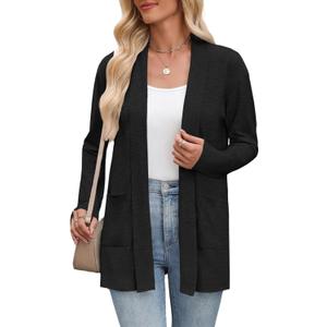 Zeagoo Women's Lightweight Cardigan Sweaters Open Front Long Sleeve Casual Loose Thin Cardigans with Pockets 2025 (Medium)