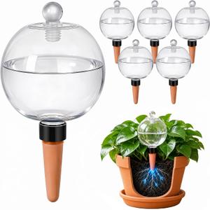 6 Pack 26 oz Extra Large Plant Self Watering Globes to 3 Weeks Watering | Shuomeng Extra Large Self Watering Globes, Slow Release Watering Bulbs for Plants,Durable for Vacation, Gift for Plant Lovers