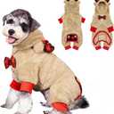 KYEESE Holiday Dog Pajama Christmas Reindeer with Bowtie Red Buffalo Check Small Dog Pajamas Plaid Pet Pajamas,X-Large