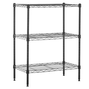 Amazon Basics 3-Shelf Adjustable Heavy Duty Steel Wire Rack Storage Shelving Organizer with Storage Space, Versatility and Ease of Use for Kitchen, Garage, 23.2" L x 13.4" W x 30" H, Black