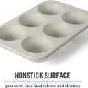 Martha Stewart Gallen 6-Cup Nonstick Carbon Steel Muffin and Cupcake Pan Cool Grey, Durable Bakeware for Even Baking and Easy Release