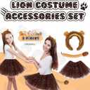 3 Piece Lion Costume Set Lion Ears Headband with Tail and Tutu for Women Halloween Cosplay Party Accessories (Brown)