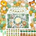 Chengu 119 Pcs Wild One Birthday Decorations Boy Safari Jungle Theme 1st Birthday Party Supplies include Backdrop, Balloon Arch, Cake Topper, Honeycomb, Banner for Jungle Safari First Party