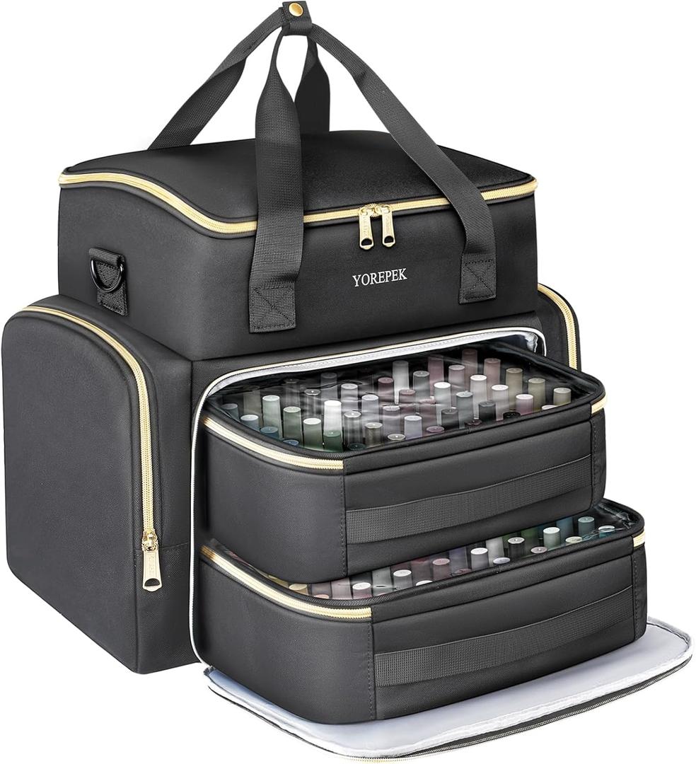 YOREPEK Extra Large Nail Polish Organizer Case Holds 96 to 100+ Bottles (15ml/0.5 fl.oz) UV lamp, Gel Polish Travel Case Bag with 2 Removable Pouches Fits Nail Suppiles, Gift for Manicurist, Girls