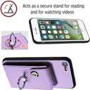 2 x LEMAXELERS for iPhone 16e Wallet Case with Credit Card Holder 360 Rotating Ring Stand Shockproof Protective Cover Snap Button Closure Case for iPhone 16e. Purple YBK