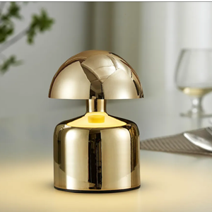 Modern Cordless Mushroom Small Table Lamp Touch LED Lamp, 3-Way Dimmable Bedside Nightstand Lamp Mini Rechargeable Night Light for Bedroom, Living Room