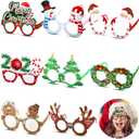 Sumind 32 Pcs Christmas Paper Eyeglasses 2025 Reindeer Antlers Santa Snowman Xmas Glasses Frame Costume Decoration for Christmas Party Season Theme Holiday Party Supplies Photo Booth Props Accessories