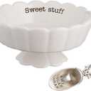 Mud Pie 4881012S Candy Dish "Sweet Stuff" with Scoop, White