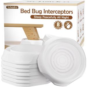 Bed Bug Interceptors, 8 Pack Bed Bug Traps, Insect Detector for Bed, Sofa & All Furniture, 24/7 Monitor, 360 Protection for Your Family's Peaceful Sleep, White