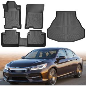 Floor Mats & Trunk Mat Fit for 2013-2017 Honda Accord(Only Sedan),All Weather Protection TPE, Anti-Slip Floor Mats & Cargo Liner for 2013-2017 Honda Accord Accessories