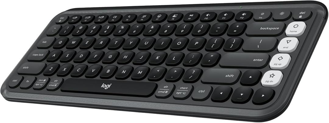 Logitech POP ICON Keys Wireless Bluetooth Keyboard, Comfortable Typing, Programmable Keys, Easy-Switch Between up to 3 Devices, for Laptop, Tablet, PC Graphite and White