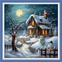 Findvoor Stamped Cross Stitch Kits for Beginners Full Range of Cross Stitching Embroidery Pattern for Adults, 11CT DIY Needlepoint Embroidery Starter Kits-Snow Scenery 17.7x17.7 inch (Crafts 02)