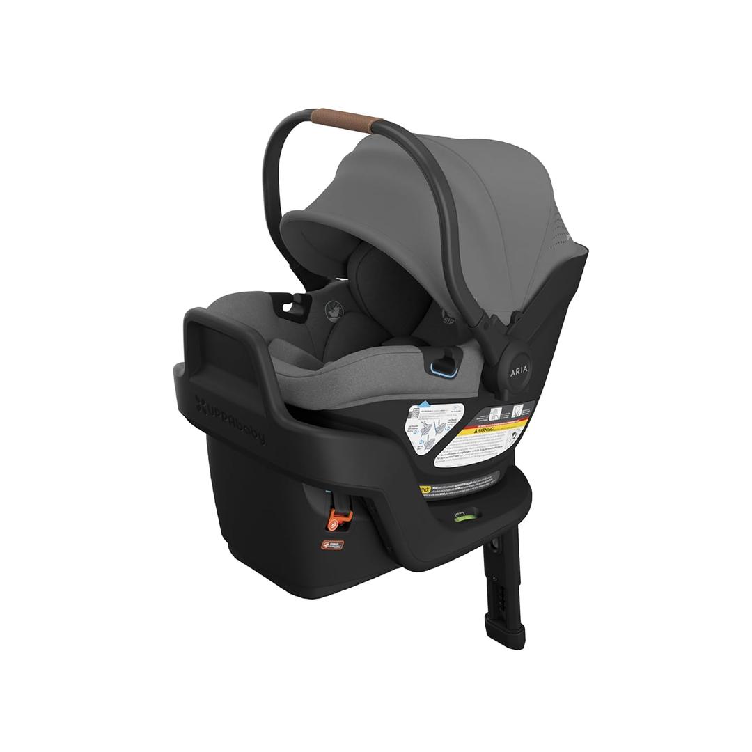 UPPAbaby Aria V2 Lightweight Infant Car Seat - Just Under 6 lbs - Base with Load Leg + Infant Insert + All-Weather FootCover Included - Direct Stroller Attachment - Greyson (Charcoal Mlange)
