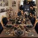 KIRE 100PCS Black and Gold Plates - Black Plastic Plates Disposable with Gold Rim Include 50Pcs 10.25inch Dinner Plate and 50Pcs 7.5inch Dessert/Salad Plate for Party/Wedding/Birthday/Graduation
