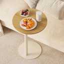 C Shaped Round End Table, Small Side Table for Couch,Tv Trays for Eating,Snack Sofa Tray Table with Metal Leg for Living Room, Bedroom, Bedside,and Office (Rustic Oak), 15.75" x 11.81" x 24.61"