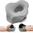 Face Down Pillow Massage Headrest for Bed, Dual Exhaust Holes Memory Foam BBL Massage Pillow for Professional Massage Table Equipment Removable Cover-Grey