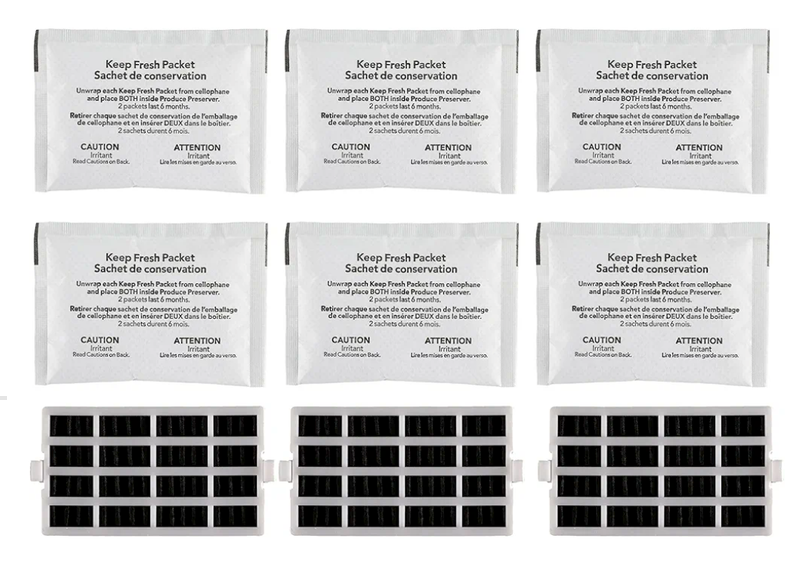 6pcs W10346771A Produce Preserver and 3pcs W10311524 Air Filter Compatible with Whirlpool KitchenAid Refrigerator