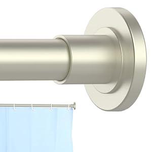 CorkLatta Brushed Nickel Shower Curtain Rod 31 to 68 Inch,1 Inch Diameter Adjustable Spring Tension Stainless Steel Telescoping Rod,Easy Install,No Rust