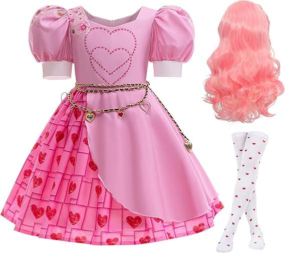 Kids Rise Red Costume Girls Bridget Pink Princess Dress Movie Cosplay Halloween Outfit, 140
