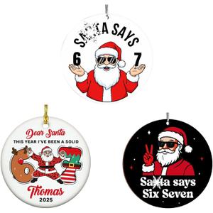 3PCS Six Seven Christmas Ornament67 Acrylic Ornament, Funny 67 Meme Ornament Santa Ornaments for Christmas Tree, Funny Teen Gift (A)