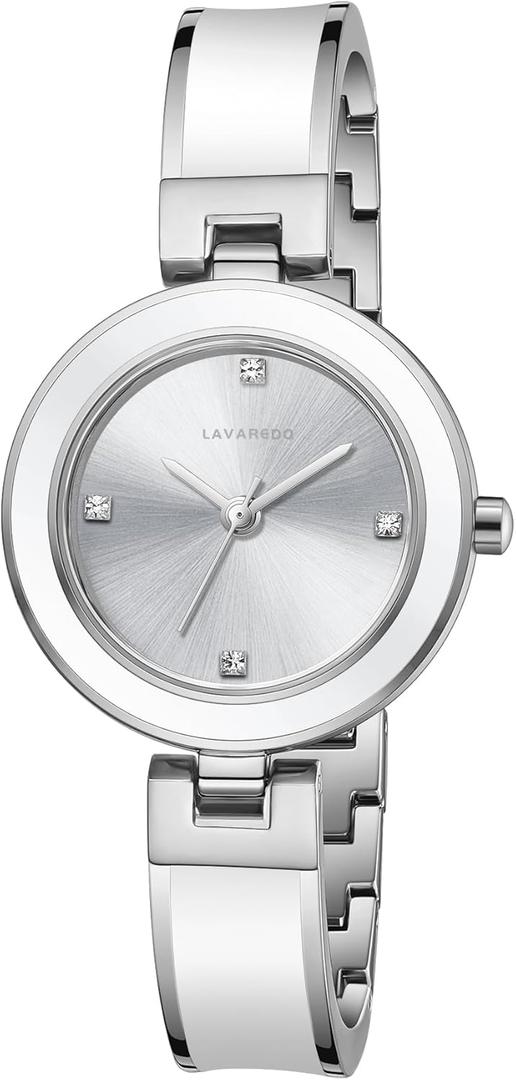 Gold Watches for Women, Bangle Dainty Womens Watch for Small Wrists, Luxury Vintage Ladies Watches with Adjustable Bracelet, Waterproof Analog Watch, Birthday & Valentines Day Gifts for Women (03-SilverWhite)